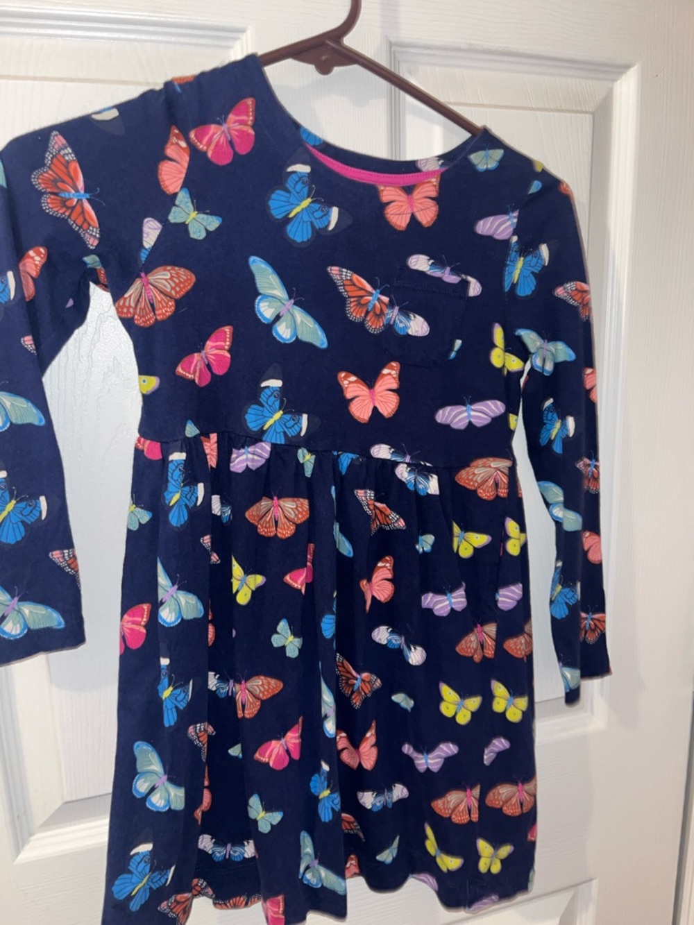 Mini Boden Navy Butterfly Print Long-Sleeve Dress